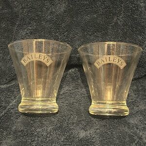 Bailey’s Vintage Clear Glass High  Ball Glasses Etched With “Bailey’s”